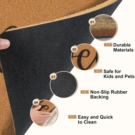 Welcome Mat Outdoor Indoor Door Mat, Faux Coir Welcome Doormat for Front Door Entry, Resist Dirt, Easy to Clean, 17" x 30" {4}