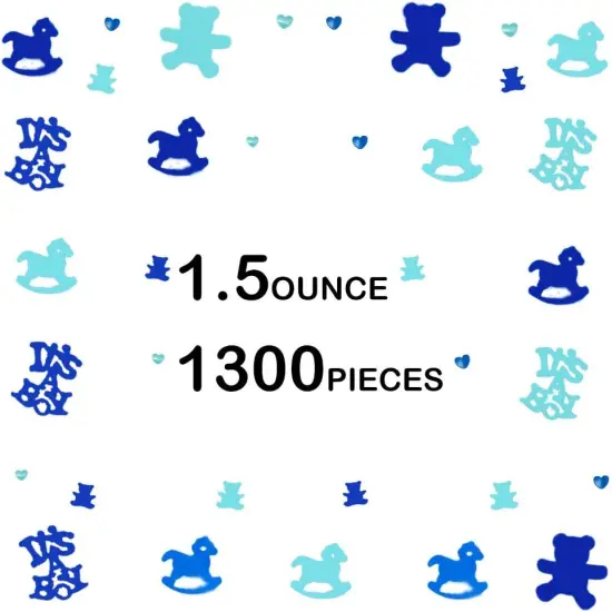 Gender Reveal Party Supplies Blue Confetti Sprinkles for Funny Baby Shower Pinata Party Decoration-"It's A Boy" Bear Horse Heart 1.5OZ {3}