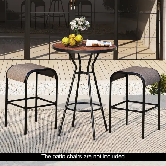 Outdoor Bar Table with Umbrella Hole, Footrest and Metal Base {3}