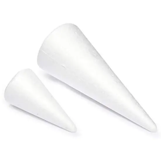 White Craft Foam Cones for Crafts, 2 Sizes (18 Pack) {5}
