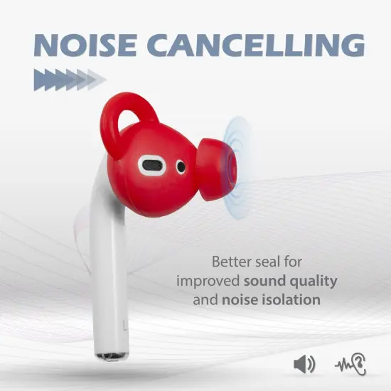 Insten 3 Pairs Ear Hooks Tips Compatible with AirPods 1 & 2 Earbuds, Anti-Lost EarHooks EarTips Accessories, Comfortable Soft Silicone Covers, with Storage Box (Not Fit in Charging Case) Red {3}