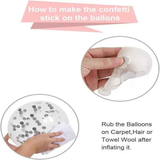 White Silver Confetti Latex Balloons, 50 Pack 12inch Silver Metallic Chrome Party Balloon Set with Silver Ribbon for Wedding Birthday Baby Shower Decorations {3}