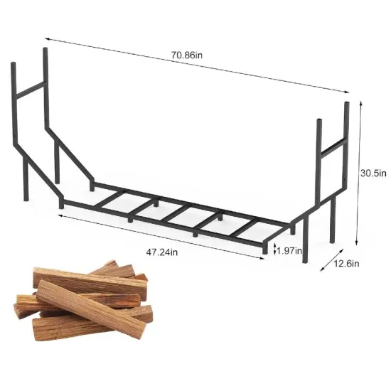 6FT Heavy-Duty Outdoor/Indoor Firewood Rack &ndash; Large Capacity Log Holder for Fireplace, Fire Pit, or Garage, Weather-Resistant Metal Storage with Elevated Base {2}