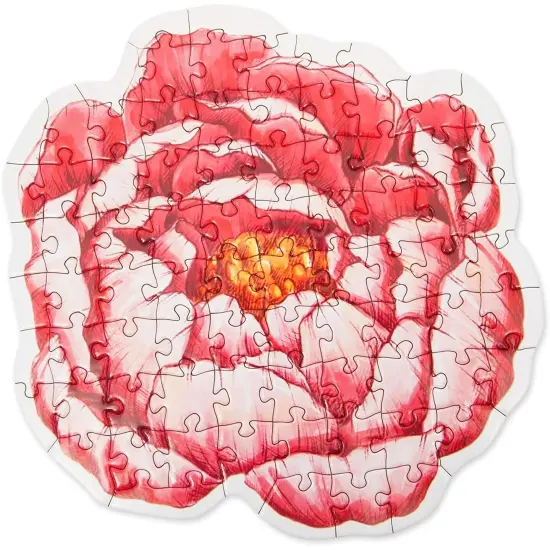 80 Pieces Mini Floral Jigsaw Puzzles for Adults, Pink Flowers Puzzle for Valentine's Day Gift, 8.4 x 8.6 in Red {4}