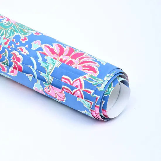Blue Floral Gift Wrap Roll-Set of 5 {3}