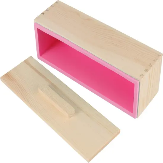 2 Pack 42 OZ Rectangular Soap Mold, Flexible Soap Loaf Mold with Wooden Cover and Box for Soap Making, Candle, Cake, Pudding, Chocolates {4}