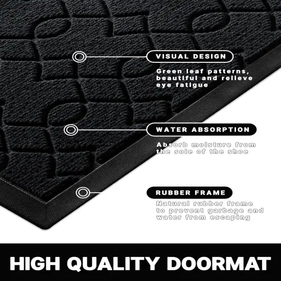 Front Door Mat, All-Season Waterproof Door Mats Outside Entrance, All-Weather Outdoor Indoor Non-Slip Doormat, Stain and Fade Resistant, Patio Entry Mat, 29.5x17, Black {4}