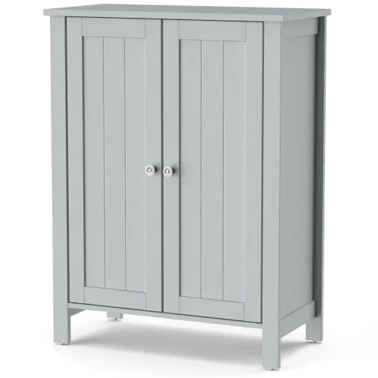 MDF Floor Cabinet with Adjustable Shelves and Double Doors Black {9}