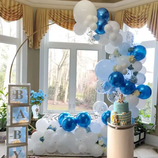 60 Pcs Blue White Balloon Set {2}