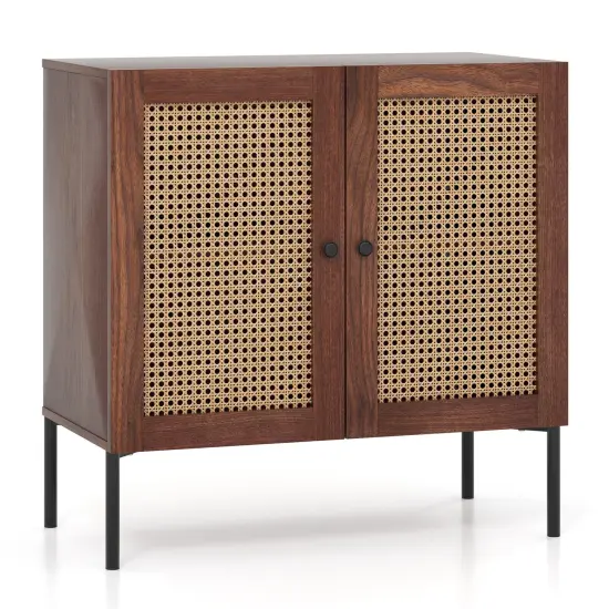Rattan Sideboard with Adjustable Shelves and Metal Legs Natural {7}