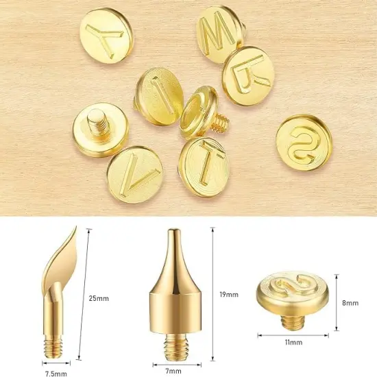 Wood Burning Tips Letters Uppercase Alphabet Number Symbol Branding and Personalization Set (Include 38 Numbers 18 Symbol and 6 Stencils) {5}