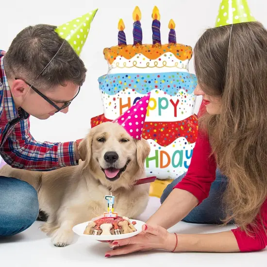 2pcs 39" Happy Birthday Cake Foil Balloons, Giant Self-Standing Three Layer Birthday Balloons for Girls Boys Kids Baby Shower Birthday Party Supplies {5}