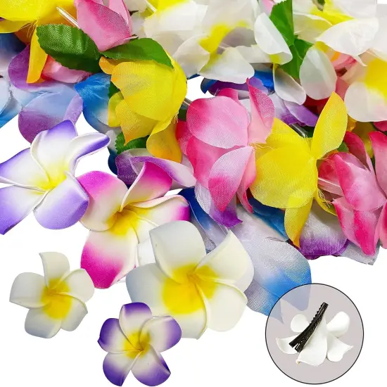 18 Counts Hawaiian Leis, Flower Hair Clip, Headbands and Wristbands, Perfect Luau Party Supplies for Summer Beach Vacations, Essential Party Decorations for Birthday, Graduation, and Wedding {4}