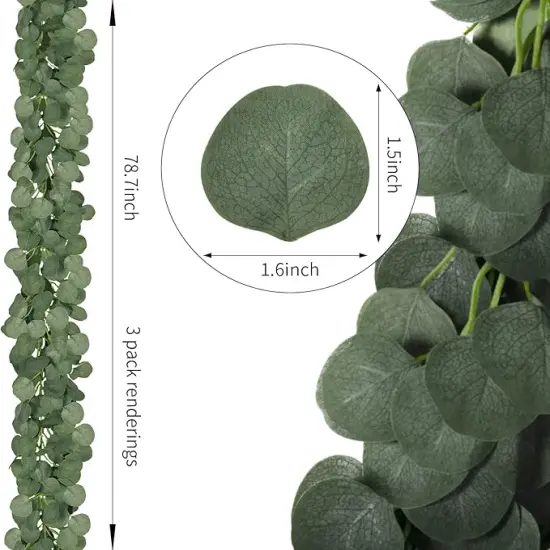 36Pcs Eucalyptus Garland,Artificial Eucalyptus Leaves Table Greenery Garland Wreath Vines for Wedding Party Table Fireplace Bedroom Wall Decor {2}