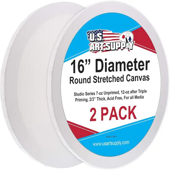 16 Inch Diameter Round 12 Ounce Primed Gesso Professional Quality Acid-Free Stretched Canvas (Pack of 2) {5}