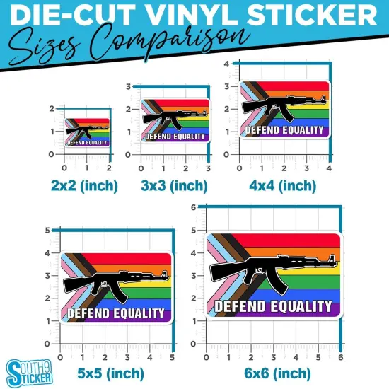 (3Pcs) Defend Equality Sticker LGBT LGBTQ+ Rainbow Pride Stickers 2" Guns Pride Month Trans Gay Waterproof Die-Cut Vinyl Sticker for Laptop Water Bottle Phone Car Gifts for Her Him Friends 2 Inches {4}