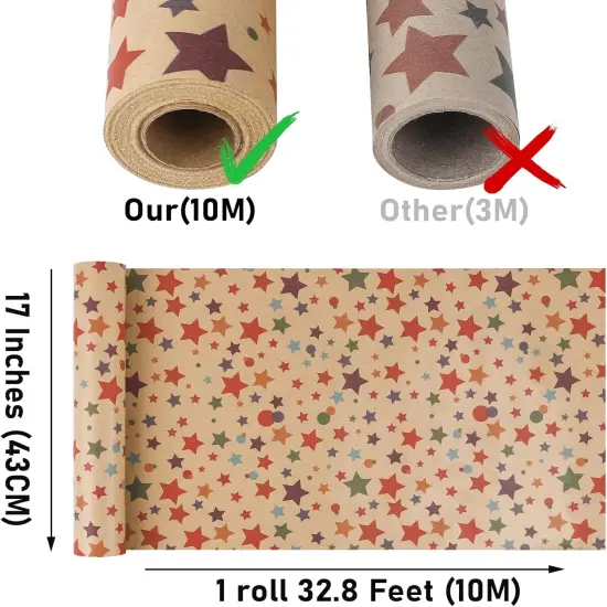 Birthday Wrapping Paper,Gift Wrapping Paper Roll,Kraft Wrapping Paper-17 inch X 32.8 Feet Per roll {3}
