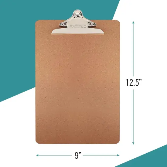 6 Clipboards Standard A4 Letter Size, 9x12.5 inch Wooden Clipboard with 6" Metal Clip, Hardboard, Ideal for 8.5 x 11 Inch Paper, for Office, School, and Home Use {2}