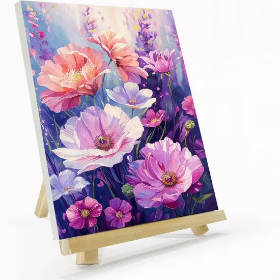 Flowers Paint by Numbers Kit for Adults with Frame, Paint by Number with Easel, Adults Paint by Number Kits Framed Canvas, DIY Floral Oil Painting Kit for Home Wall Decor {1}