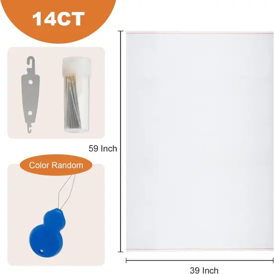 Large Size Cross Stitch Fabric 59 by 39 Inch, Classic Cross 14 Count Aida Cloth,Stitch Fabric for DIY Handicrafts, Handmade,Craft Embroidery (14 CT 59 x 39In) {2}