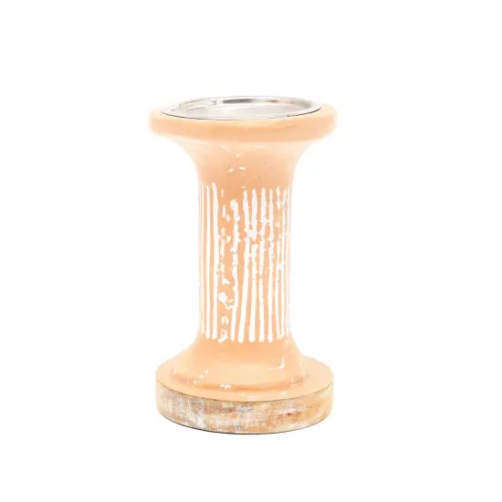 Brown EcoMix Pillar Tall Candle Holder &ndash; Sustainable Candle Stand for Elegant Lighting - 4 X 4 X 7" {3}