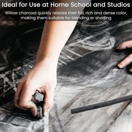 Willow Charcoal Sticks, Natural Willow Charcoal for Artists, Beginners, or Students of All Skill Levels, Great for Sketching, Drawing, and Shading, Approx 2-4mm in Diameter, Pack of 25 {4}