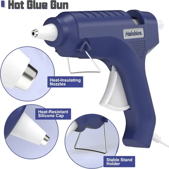 Hot Glue Gun with 20 Glue Sticks, Halobios Fast Preheating Glue Gun Hot Melt Glue Gun and Stick Set, Hot Glue Gun Full Size for Making Decoration School DIY Crafts Projects Home Repairs (40W Blue) {4}
