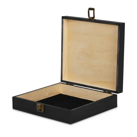 Makerflo Natural Pine Wood Cigar Box, Hinged Back & Front Clasp, Black Felt Lined, 8.5" x 8" x 2.4", Ideal for Craft - (Laser Engraving, Epoxy, UV DTF, and Vinyl) {4}