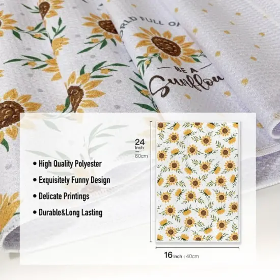 Funny Kitchen Towels,Sunny Sunflower Dishcloth,16x24 Inch Spring Summer Flora Napkin,Absorbent Microfiber Hand Towel,Tea Rags for Decor,Gifts for Hostess Mom New Home Women Housewarming {4}