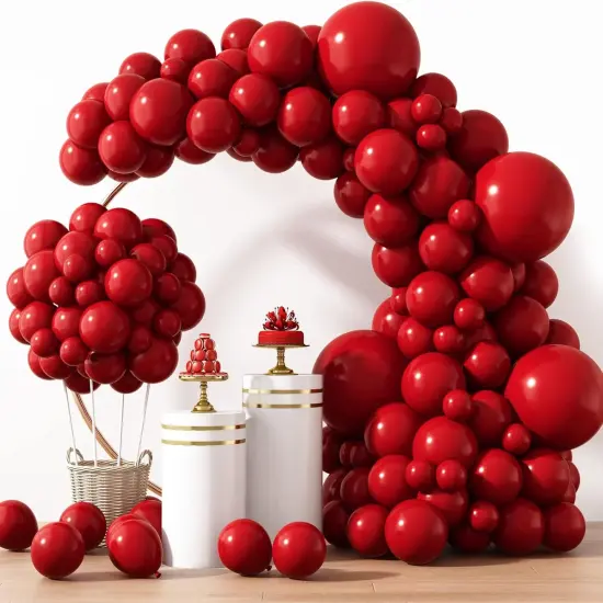 129pcs Ruby Red Balloons Different Sizes 18 12 10 5 Inches for Garland Arch, Premium Red Latex Balloons for Birthday Wedding Valentine's Day Christmas Party Decoration {1}