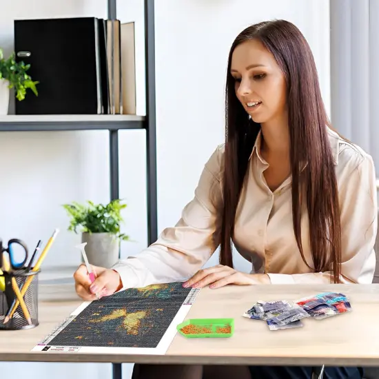 Diamond Art Painting Kits 5D Full Drill, Glowing Butterfly Diamond Art Kits for Adult Beginners, Diamonds Painting Art and Crafts Kit Perfect for Home Wall Decor 12x16inch {3}