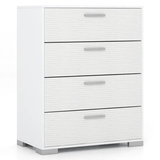 Engineered Wood Dresser with 4 Drawers Storage Cabinet, Metal Legs and Modern Design White {8}