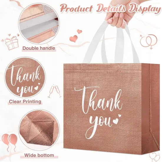 30-Pieces Reusable Thank You Gift Bags with Handles Rose gold {2}