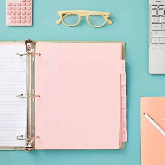 12 Sets Pink 8 Tab Dividers for 3 Ring Binder, Paper Binder Separators with Tabs, Bulk Pack of 96 Total Page Dividers for School, Work, Home, Office Supplies (Letter Size, 9.5x11 in) {5}