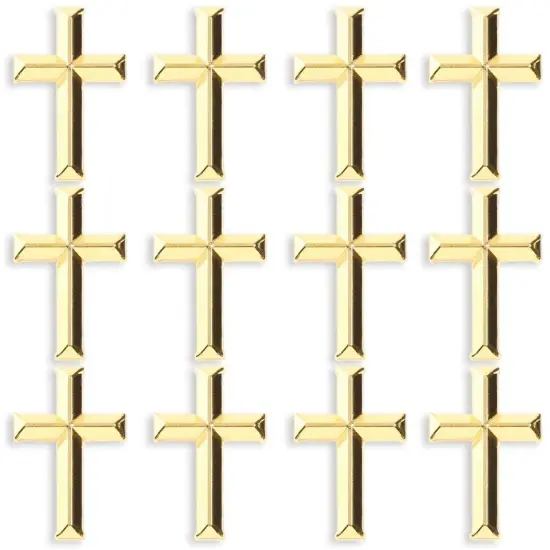 Gold Cross Lapel Pins, Enamel Pin Set (1 in, 12 Pack) {1}