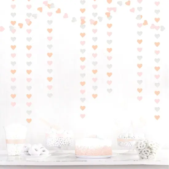 Pink-Silver Peach Birthday Party-Decorations Streamers - 52FT Hanging Heart Garland Banner,Baby Bridal Shower Engagement Anniversary Bachelorette Wedding Backdrop Decor {3}