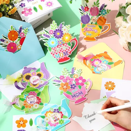 24 Sets Summer Card Making Kits DIY Spring Greeting Crafts Set Include 24 Cards 24 Envelopes 24 Sheets Stickers for Women Men Spring Mothers Day Valentine Handmade Crafts {4}