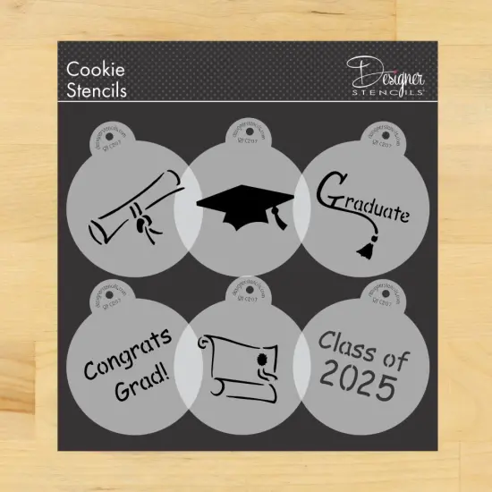 Graduate Cookie Stencils | C207-25 by Designer Stencils | Cookie Stencils for Royal Icing, Airbrush, Dusting Powder | {1}