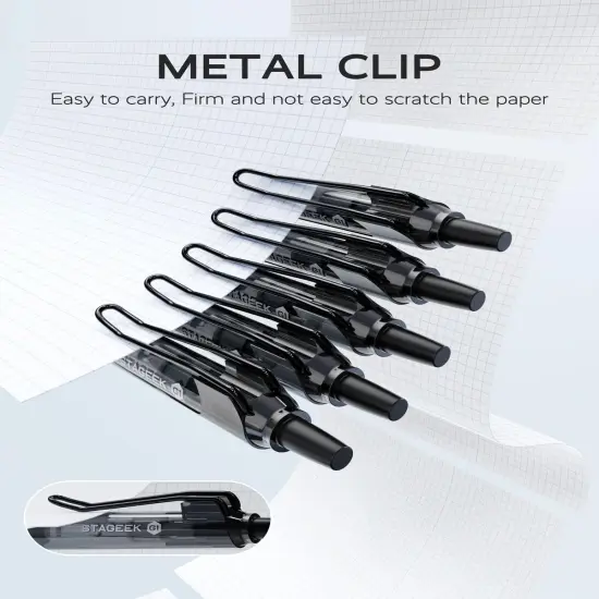 12 Pack Black Gel Pens, Quick Dry Black Ink Pens, 0.5mm Fine Point Retractable Smooth Writing Pens for Journaling, Writing, Business Gel Pen for Office School & Home Supplies(Black) {3}