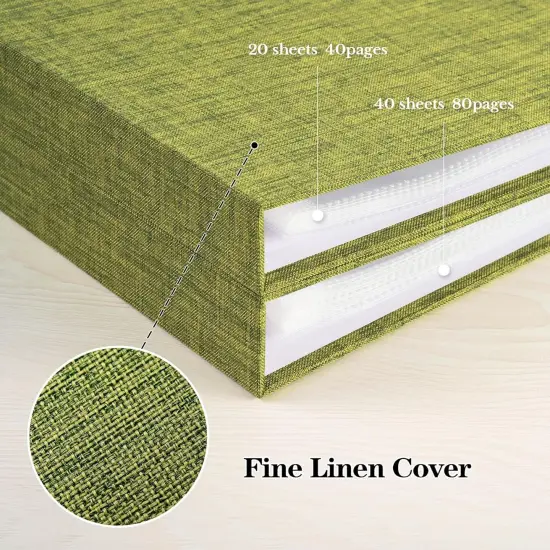DIY Scrapbook Photo Album with 20 Plastic Sleeves 40 Pages Linen Cover 3 Ring Folder Binder for Wedding Baby Family and DIY Projects (Green) {2}