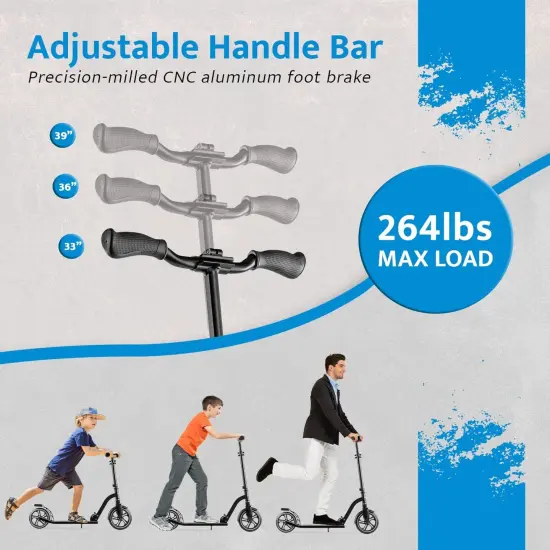 LaScoota Kick Scooter for Adults & Teens. Perfect for Youth Ages 8-14 and Men & Women. Lightweight Foldable Adult Scooter Large Sturdy Wheels Grey {2}