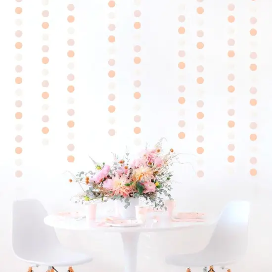 Peach-Pink White Party-Decorations Paper Garland - 52ft Princess Birthday Streamers Banner,Boho Bridal Baby Shower Bachelorette Wedding Hanging Supplies Decor {4}
