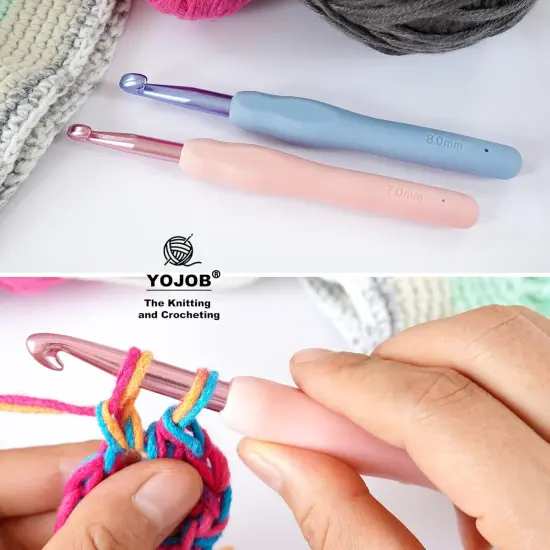 2Pack Size 7.0mm, L / 8.0mm Crochet Hooks, Super Smooth & Ergonomic for Beginner and Advanced {3}