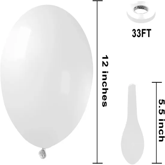 White Balloons Latex Party Balloons - 50 Pack 12 inch Helium Matte White Balloons for Wedding Graduation Baby Shower Birthday Anniversary Party Decorations {2}