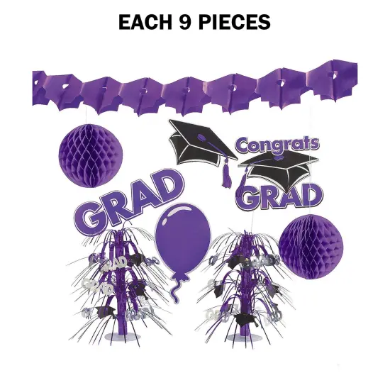 Graduation Party Decorating Kit - 9 Pc Purple {1}