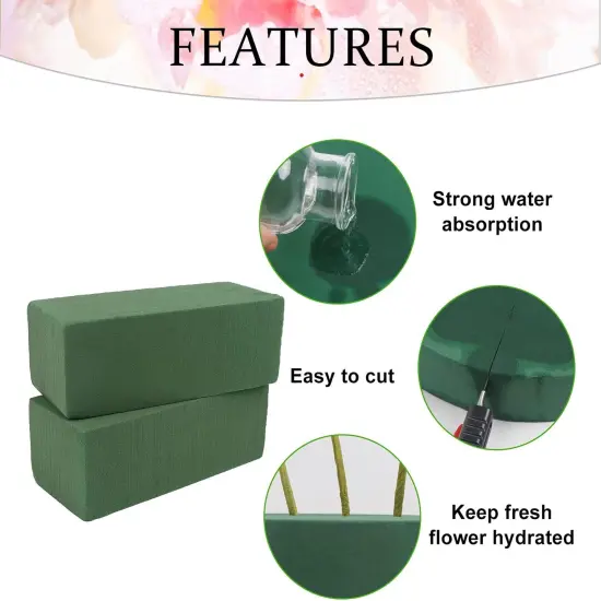 5PCS Wet Floral Foam Bricks,Florist Green Blocks Supplies for Flower Arrangement DIY Craft {3}