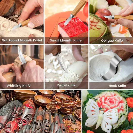 10Pcs Wood Carving Kit, Beginner Set With Resistant Gloves, Spoon & Whittling Knife, Sandpaper for Woodworking {4}