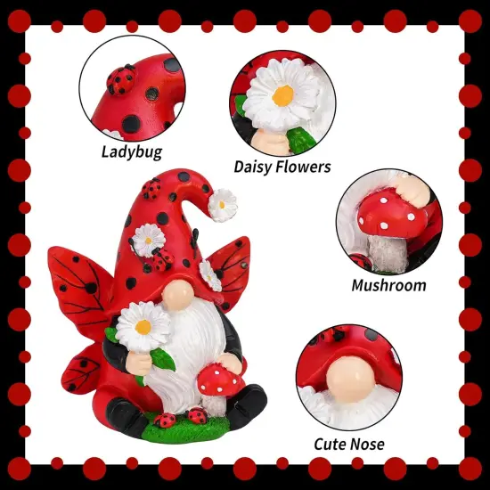 Ladybug Gnomes Decorations Resin Ladybug Figurines Decor Spring Kitchen Decor {3}