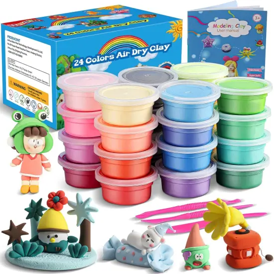 Modeling Clay Kit - 24 Colors Magic Air Dry Ultra Light Clay, Safe & Non-Toxic, Great Gift for Children {1}