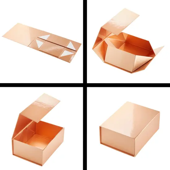 6 Pack Magnetic Gift Boxes with Lids, 9.5 x 7 x 4 Inches for Birthday, Wedding, Groomsman and Bridesmaid Proposal Box (Rose Gold) {5}